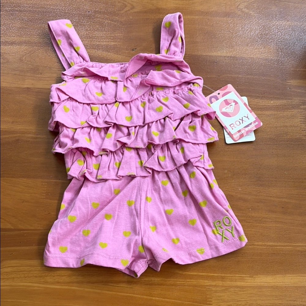 Roxy Pink and Yellow Ruffled Romper